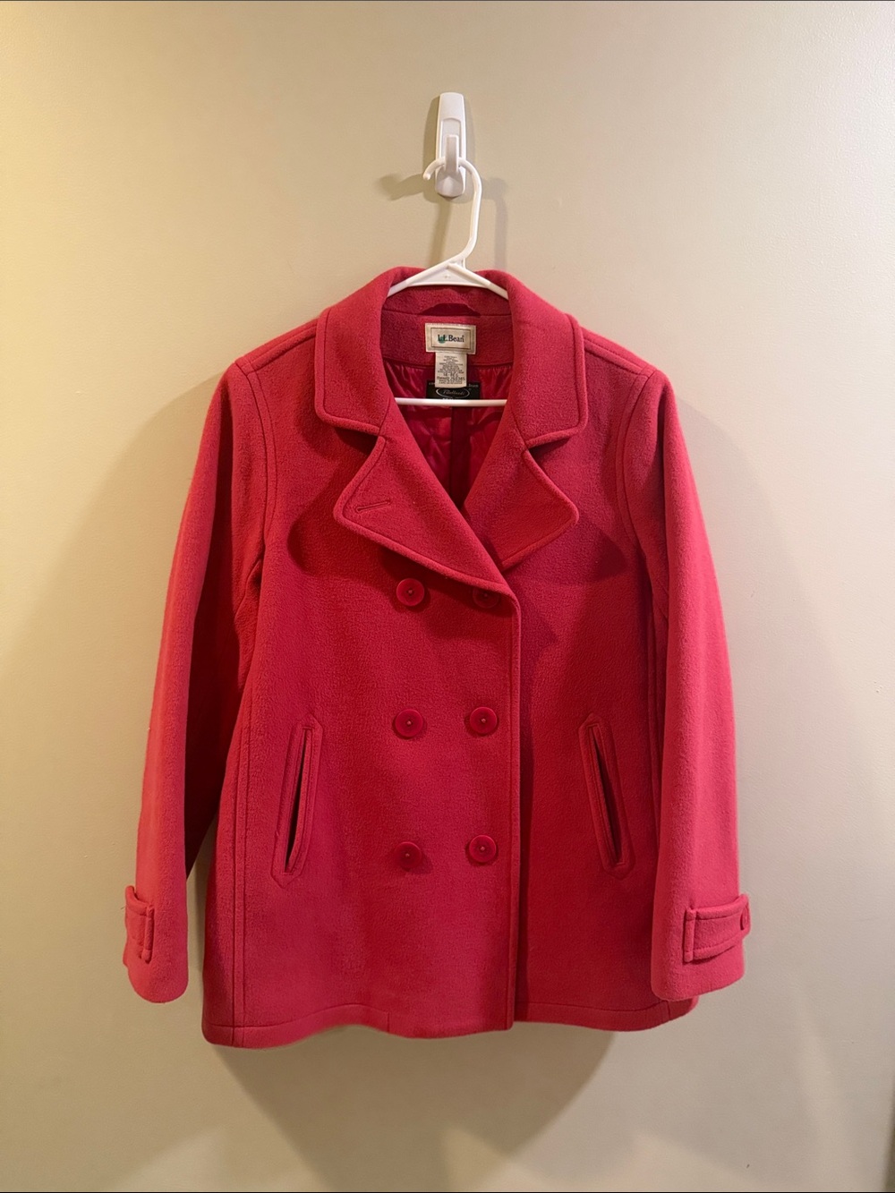 L.L. Bean Women's Double-Breasted Peacoat - Fuscia